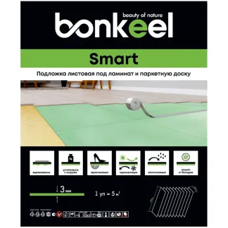Купить Подложка листовая Bonkeel Smart для ламината, паркета, толщина 3 мм, 10х0,5 м, 5м2 в Москве - 0